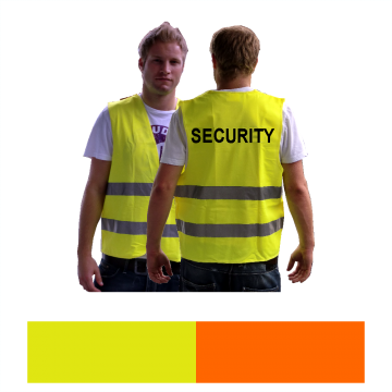 Sicherheitswesten bedruckt Ordnerwesten Securitywesten gelb oder orange
