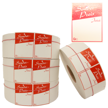 Kartonetiketten 30x50mm bedruckt "Sonderpreis"
