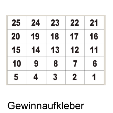 Gewinnaufklebernummern