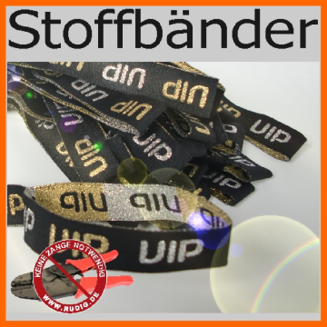 Stoffkontrollbänder neutral einfarbig gewebt mit Kunststoffverschluss zum zuschieben