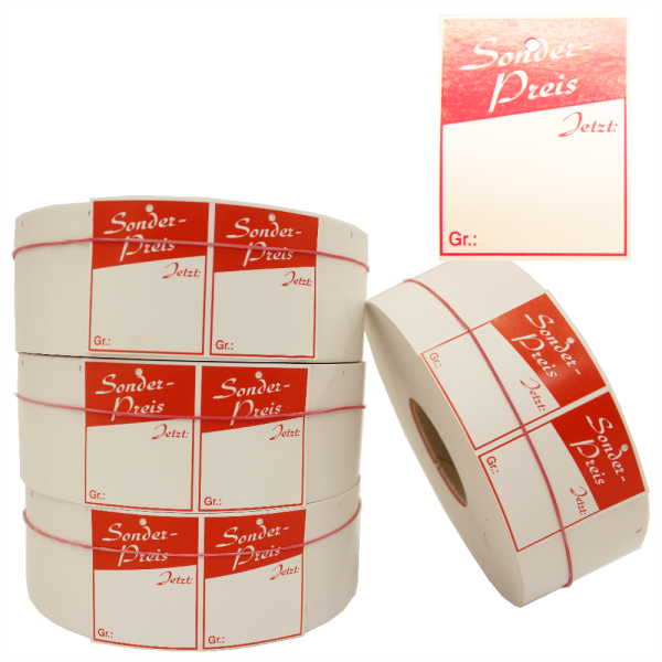 Kartonetiketten 30x50mm bedruckt "Sonderpreis"