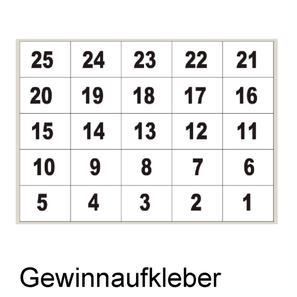 Gewinnaufklebernummern