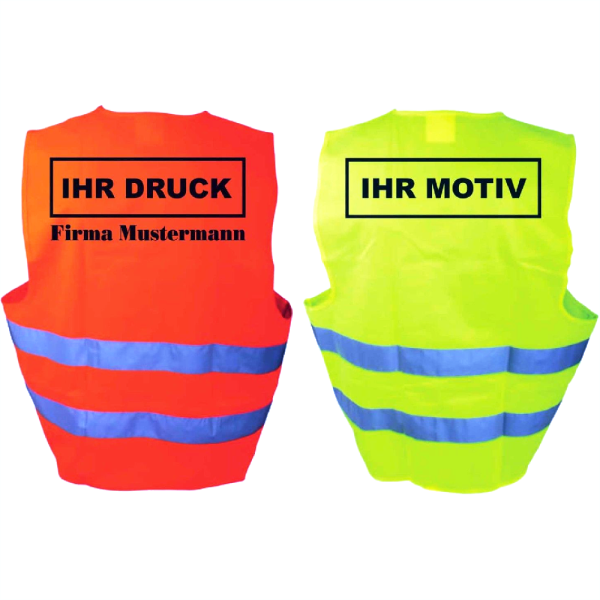 Sicherheitswesten individuell bedruckt gelb oder orange