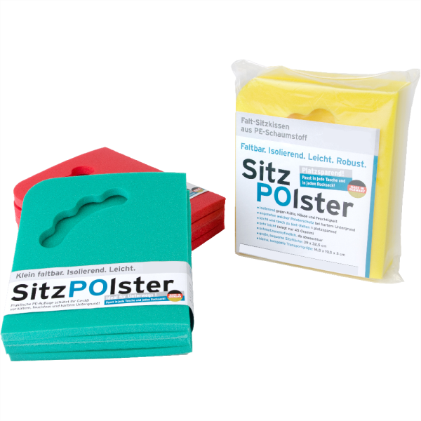 Sitzkissen Stadionkissen als Faltkissen incl. Bedruckung Weichschaum