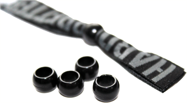 Stoffkontrollbänder individuell gewebt mit Perlenverschluss zum zuschieben & wiederverwendbar