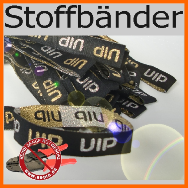 Stoffkontrollbänder neutral einfarbig gewebt mit Kunststoffverschluss zum zuschieben